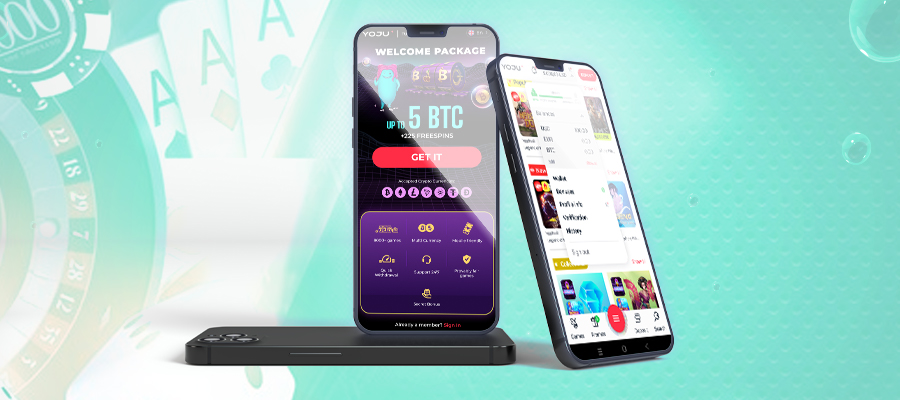 En dataskjerm som viser en rekke populære Yoju Casino-spill.